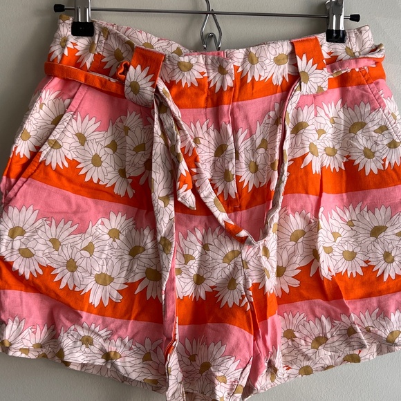 Spartina 449 Daisy Print Belted Shorts Women’s Size 2 – Pink & Orange Floral - Picture 1 of 3
